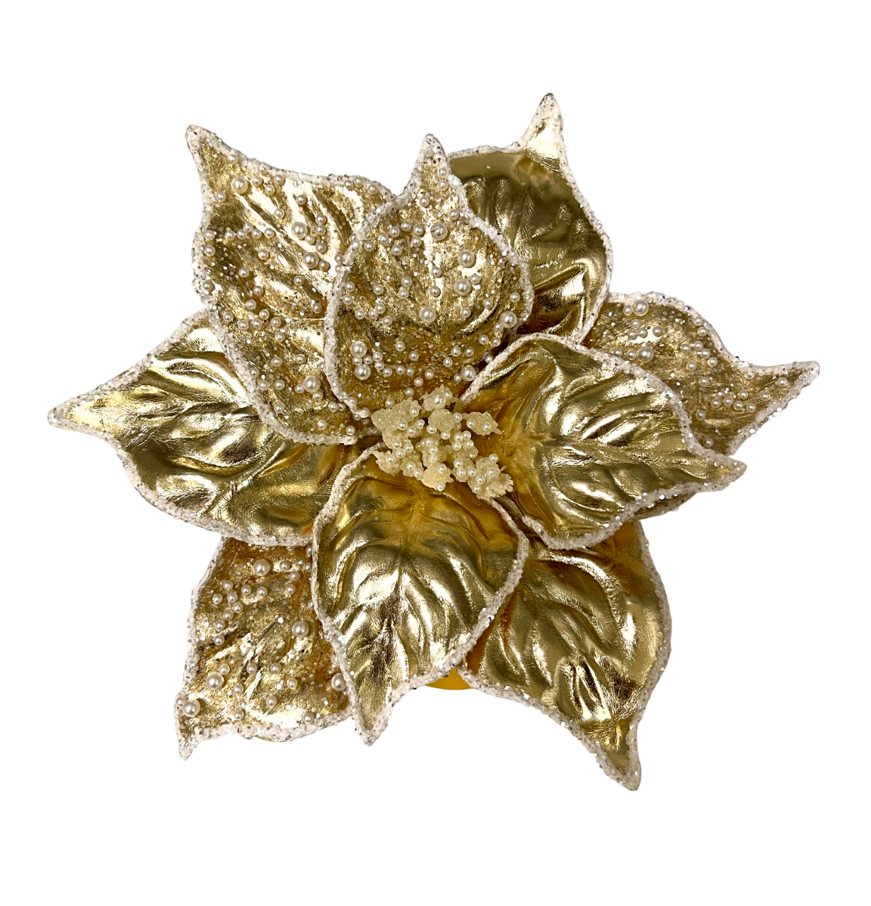 Изображение товара Цветок пуансеттия золото 27 см полиэстер