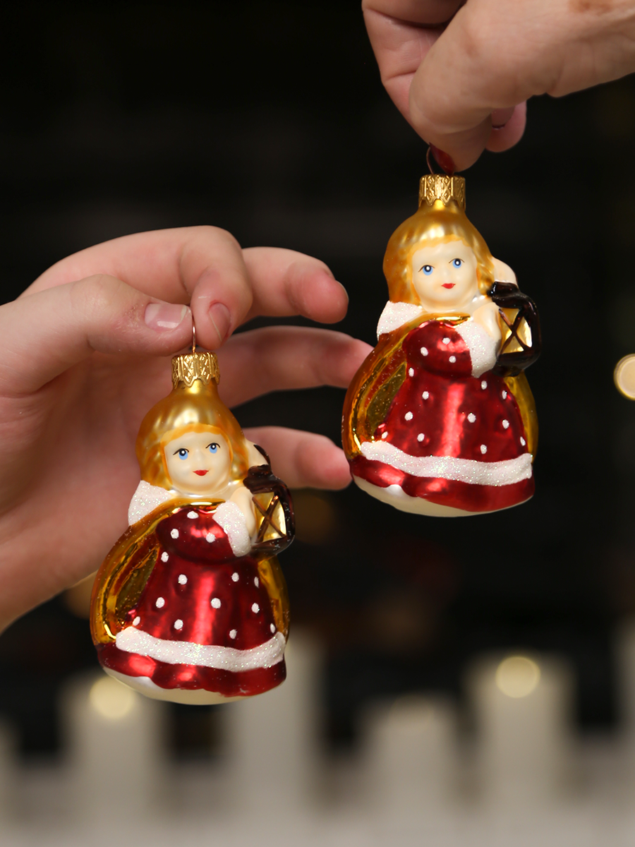 Изображение товара Ёлочное украшение "Ангелочек с фонариком", в подарочной упаковке h-10 см