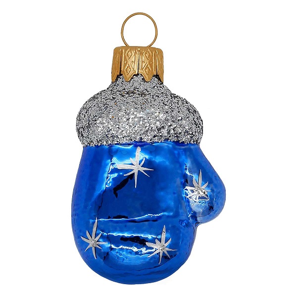 Изображение товара Ёлочное украшение "Варежка" синий, в подарочной упаковке h-6см