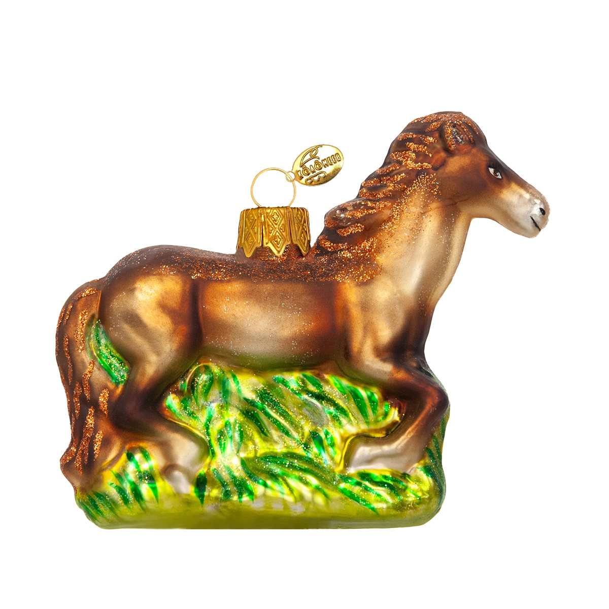 Изображение товара Ёлочное украшение "Лошадка в траве", в подарочной упаковке, h- 9,5 см