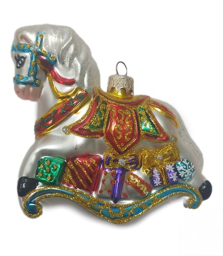 Изображение товара Ёлочное украшение "Лошадка качалка", в подарочной упаковке, h- 9,5 см