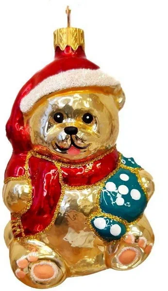 Изображение товара Ёлочное украшение "Мишка плюшевый" красный, в подарочной упаковке,  h-11см