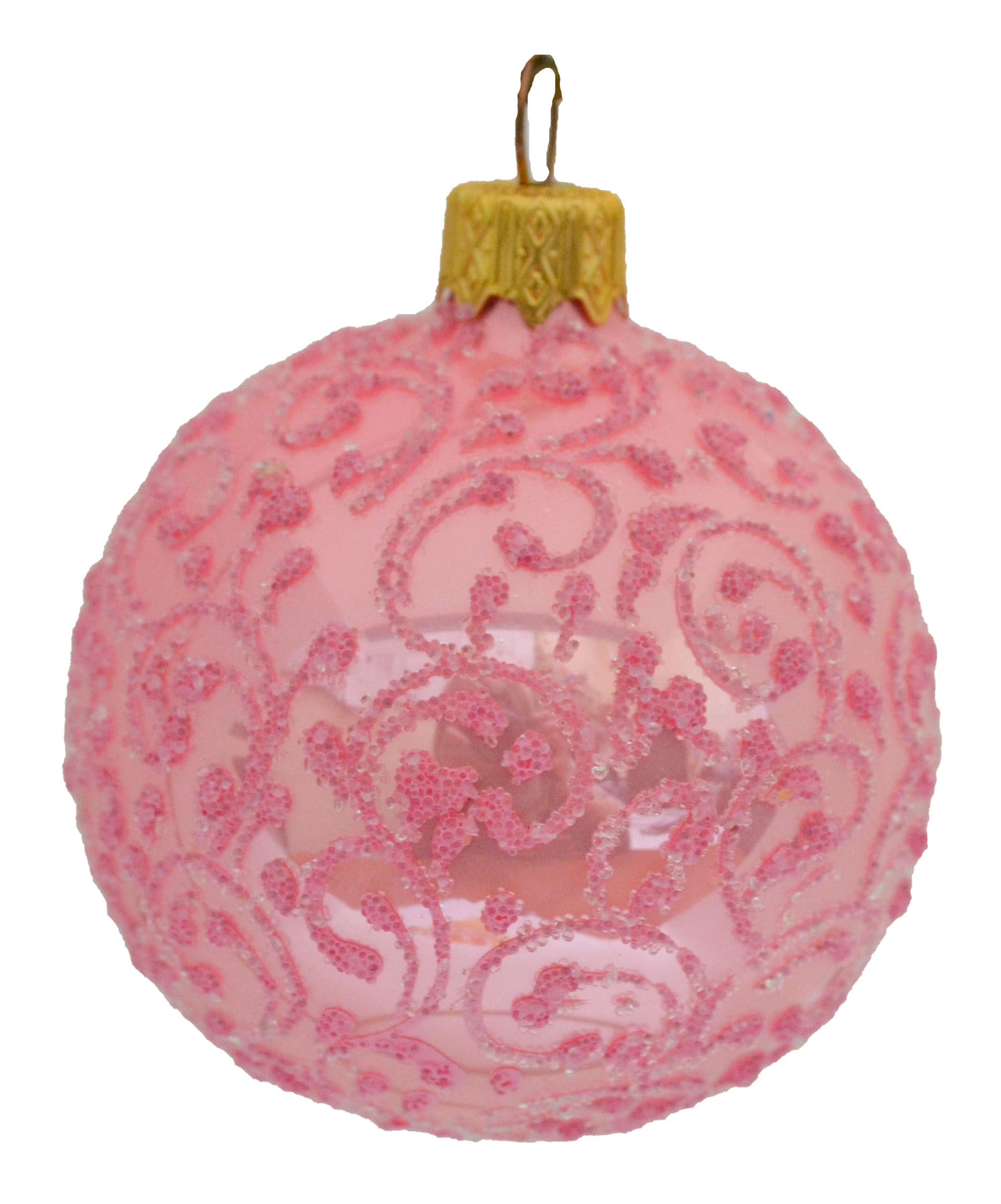 Изображение товара Шар "Вьюнок-веточка морозная" (розовый), 100 мм., в подарочной упаковке