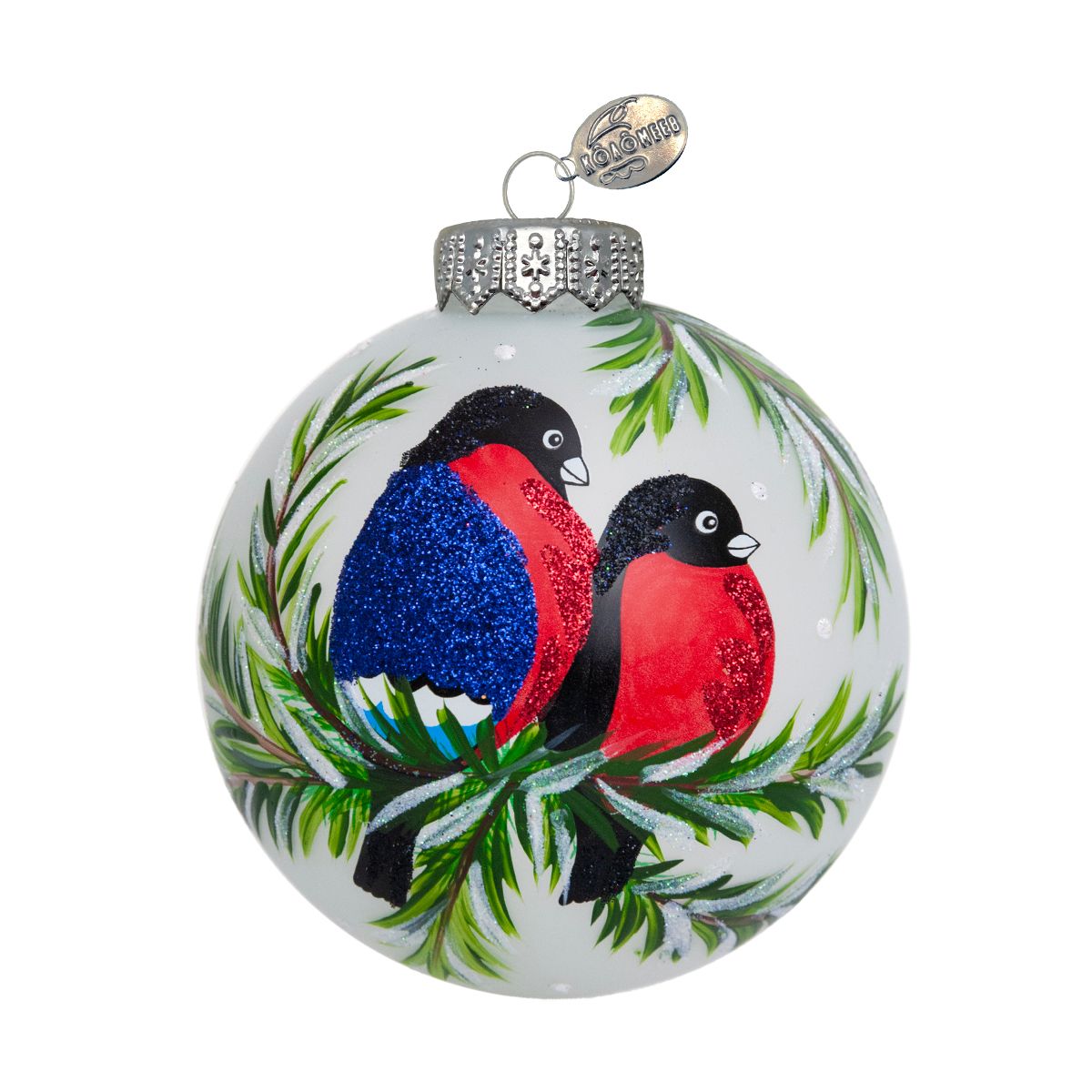 Изображение товара Шар "Два снегиря", 100 мм., в подарочной упаковке