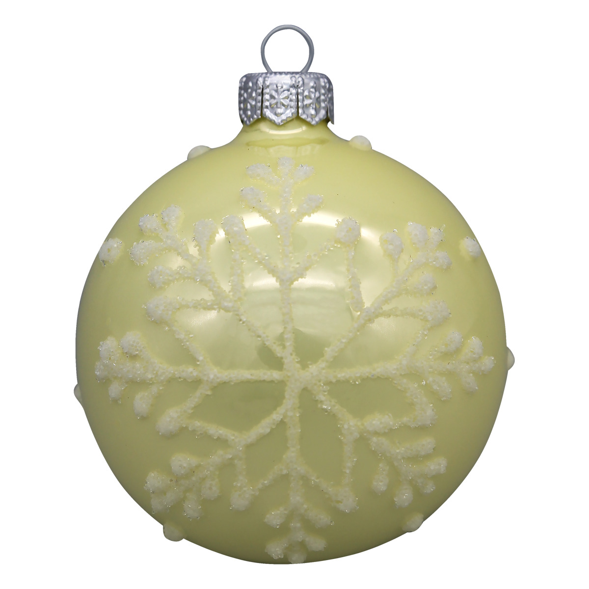 Изображение товара Шар "Снежинка бисерная", молочная 80 мм., в подарочной упаковке