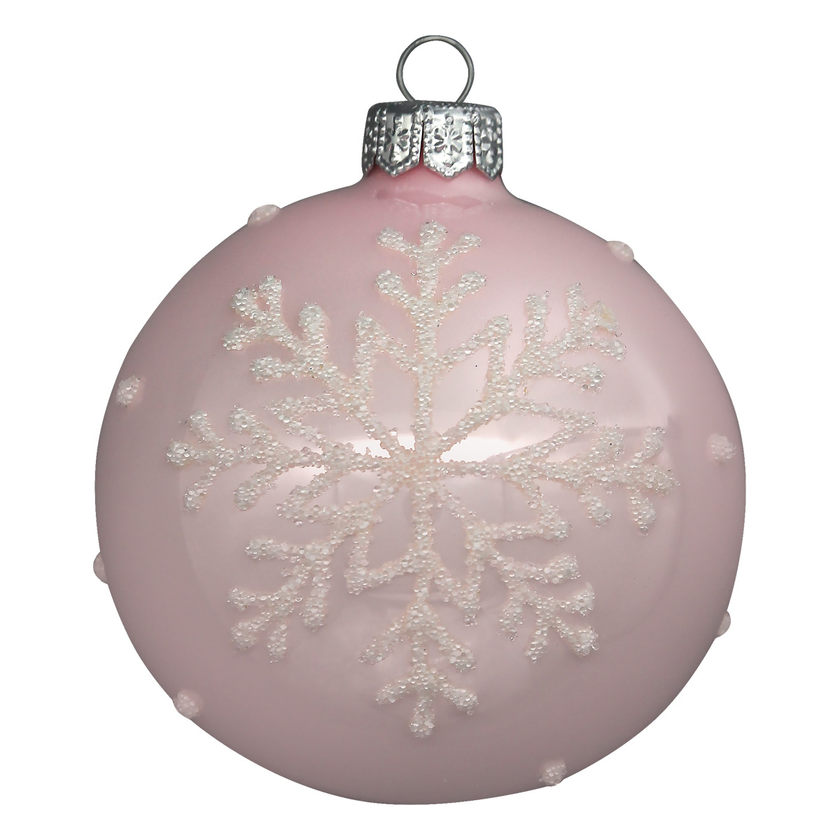 Изображение товара Шар "Снежинка бисерная", розовая 80 мм., в подарочной упаковке