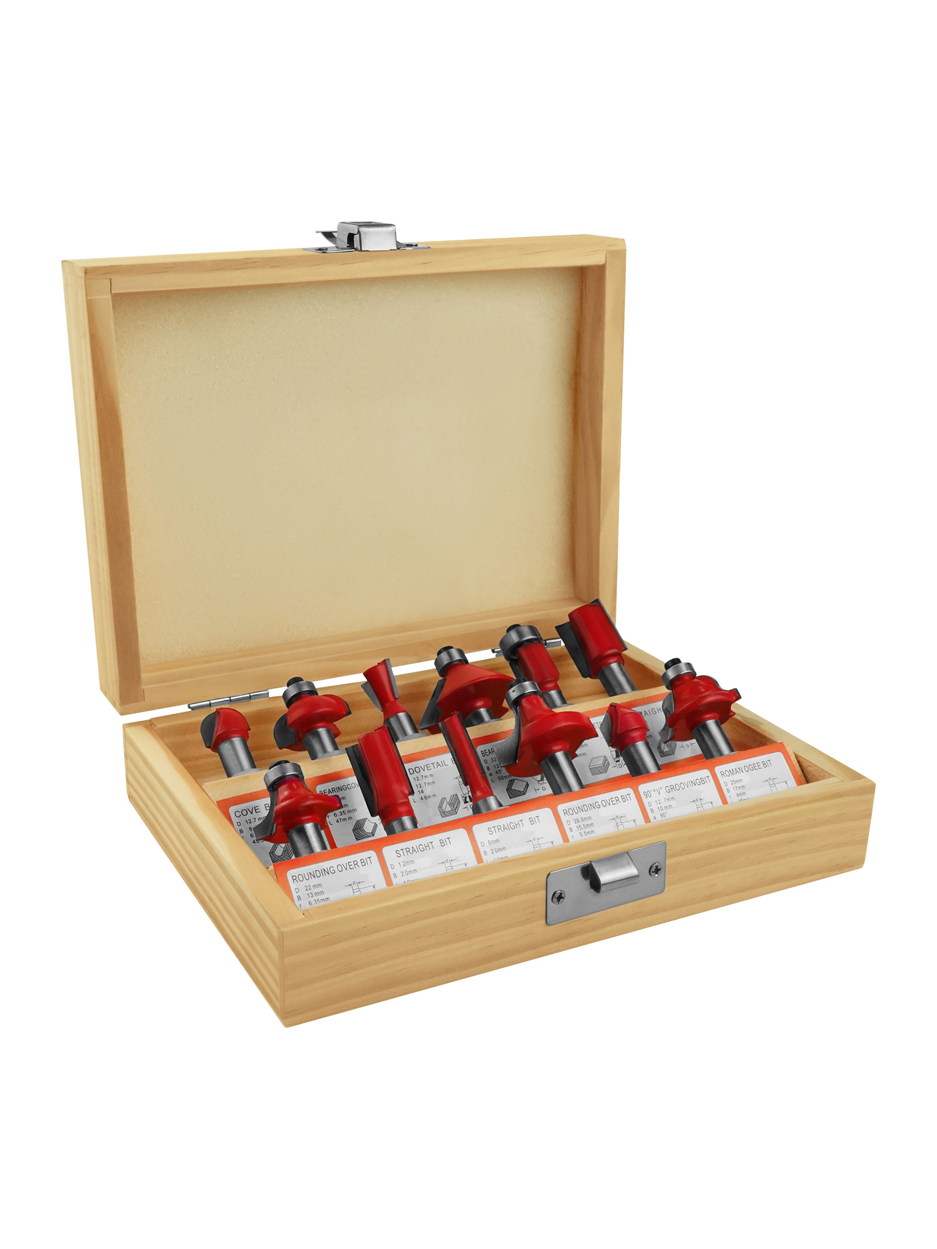 Изображение товара Набор твердосплавных фрез по дереву VERTEXTOOLS 12 предметов