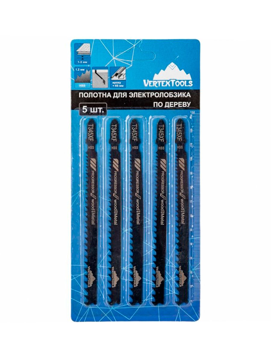 Изображение товара Полотно для электролобзика VERTEXTOOLS t345xf 5 шт высокое качество