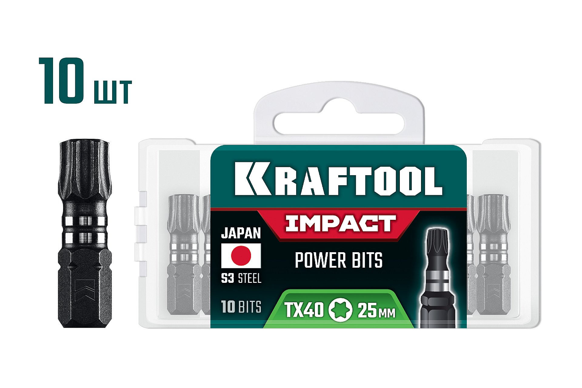 Изображение товара Биты KRAFTOOL 26195-40-25-S10 для дрели ширина 12 мм