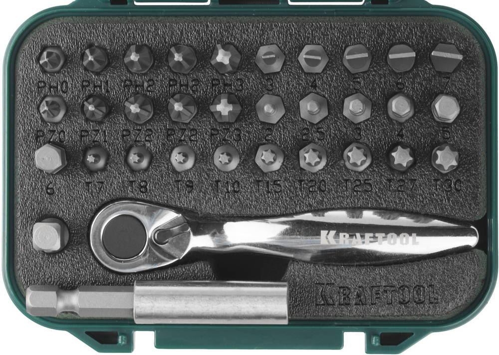 Изображение товара Набор бит с мини-трещоткой KRAFTOOL 26157-H33