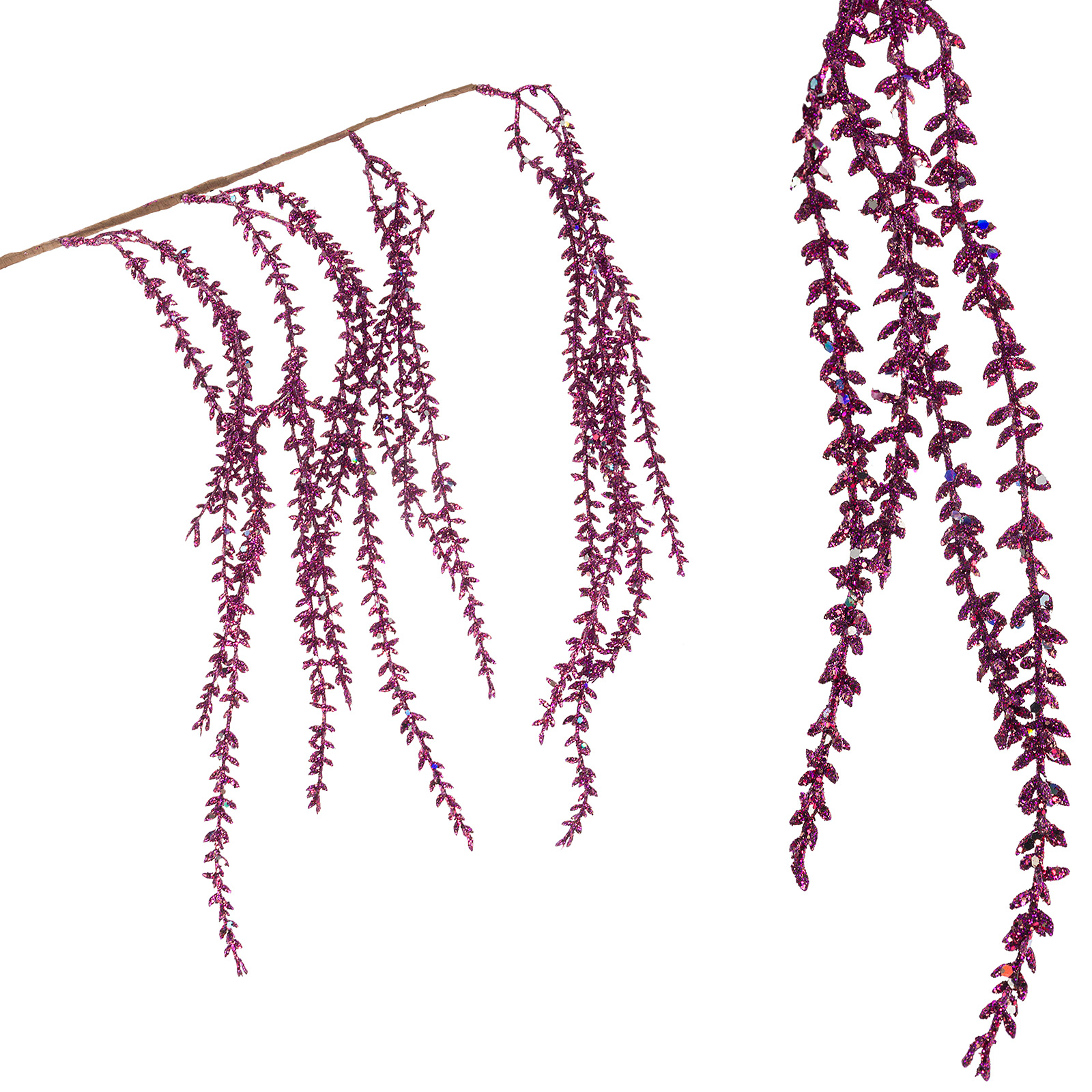 Изображение товара Искусственная ветка Амарант с глиттером 64 см для декора