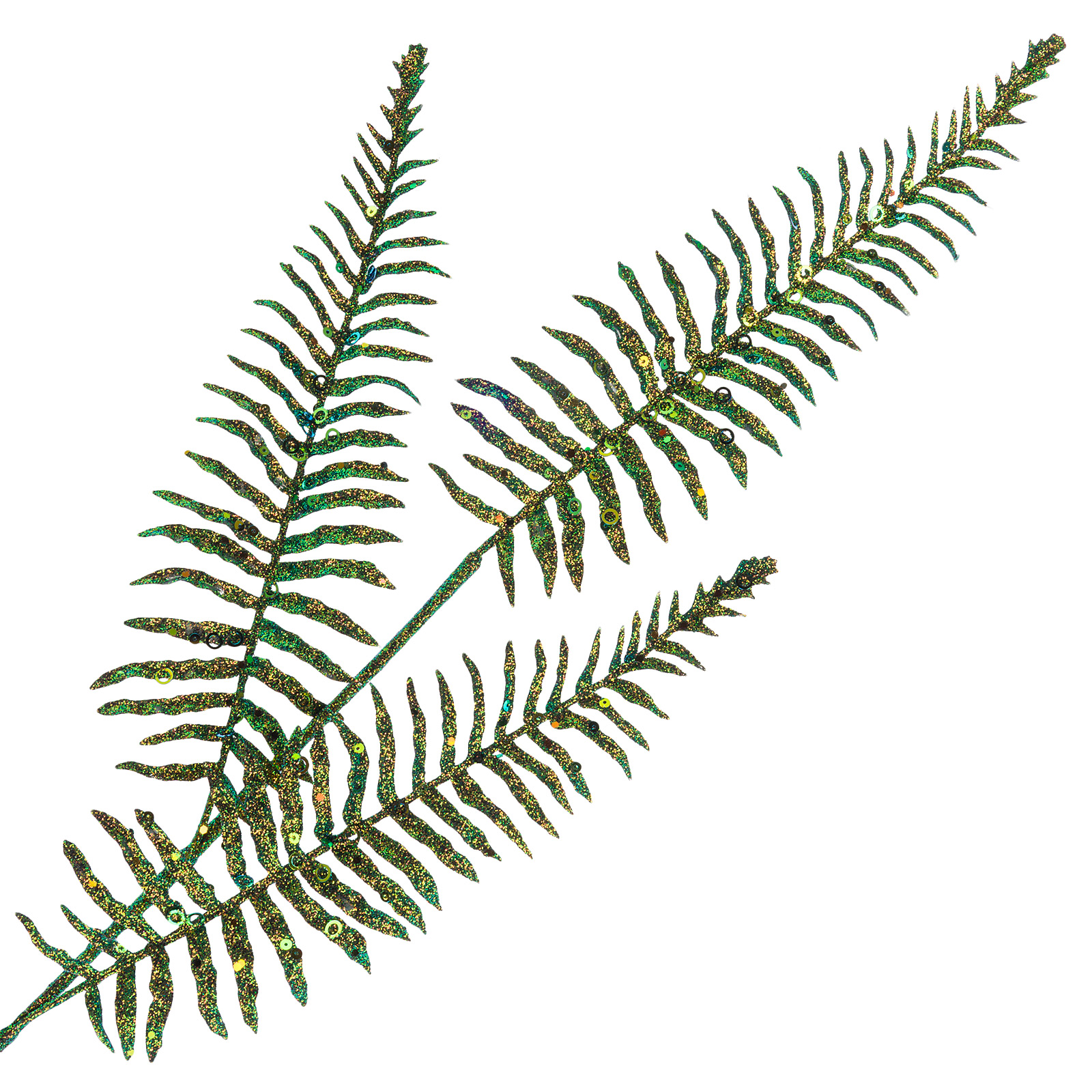 Изображение товара Искусственная ветка Папоротник H75 см с глиттером для декора