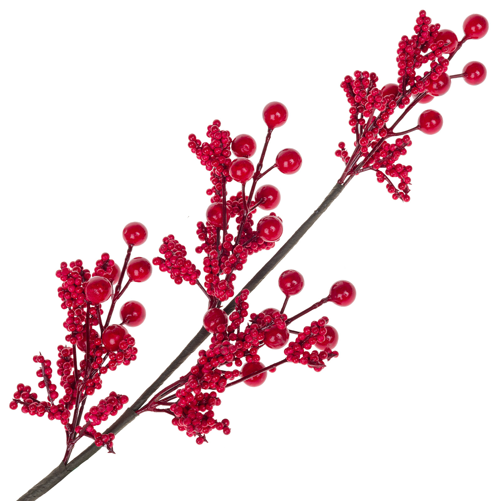 Изображение товара Искусственная ягодная ветка пластик 63 см для декора интерьера