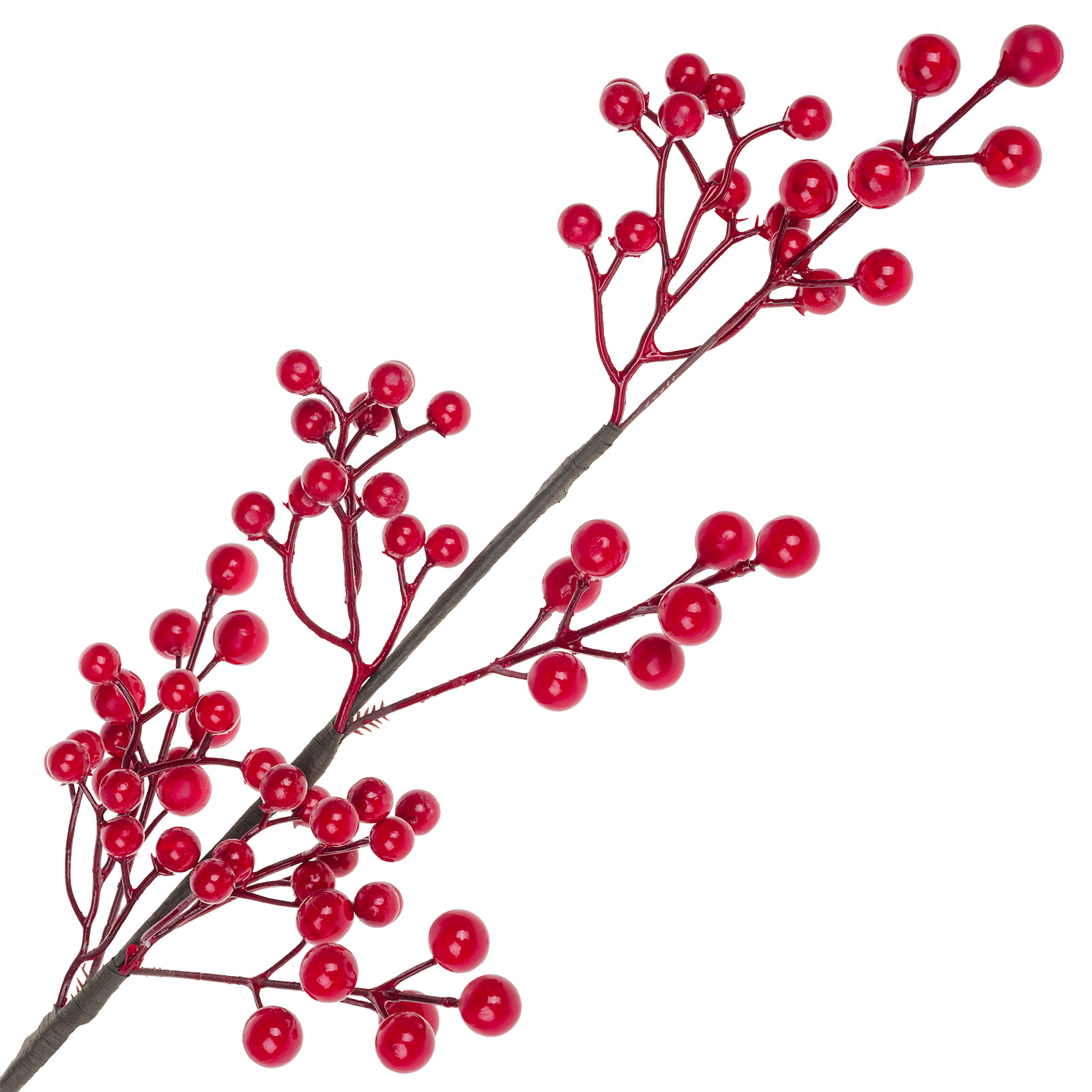 Изображение товара Искусственная ягодная ветка X-mas Club высота 64 см для декора