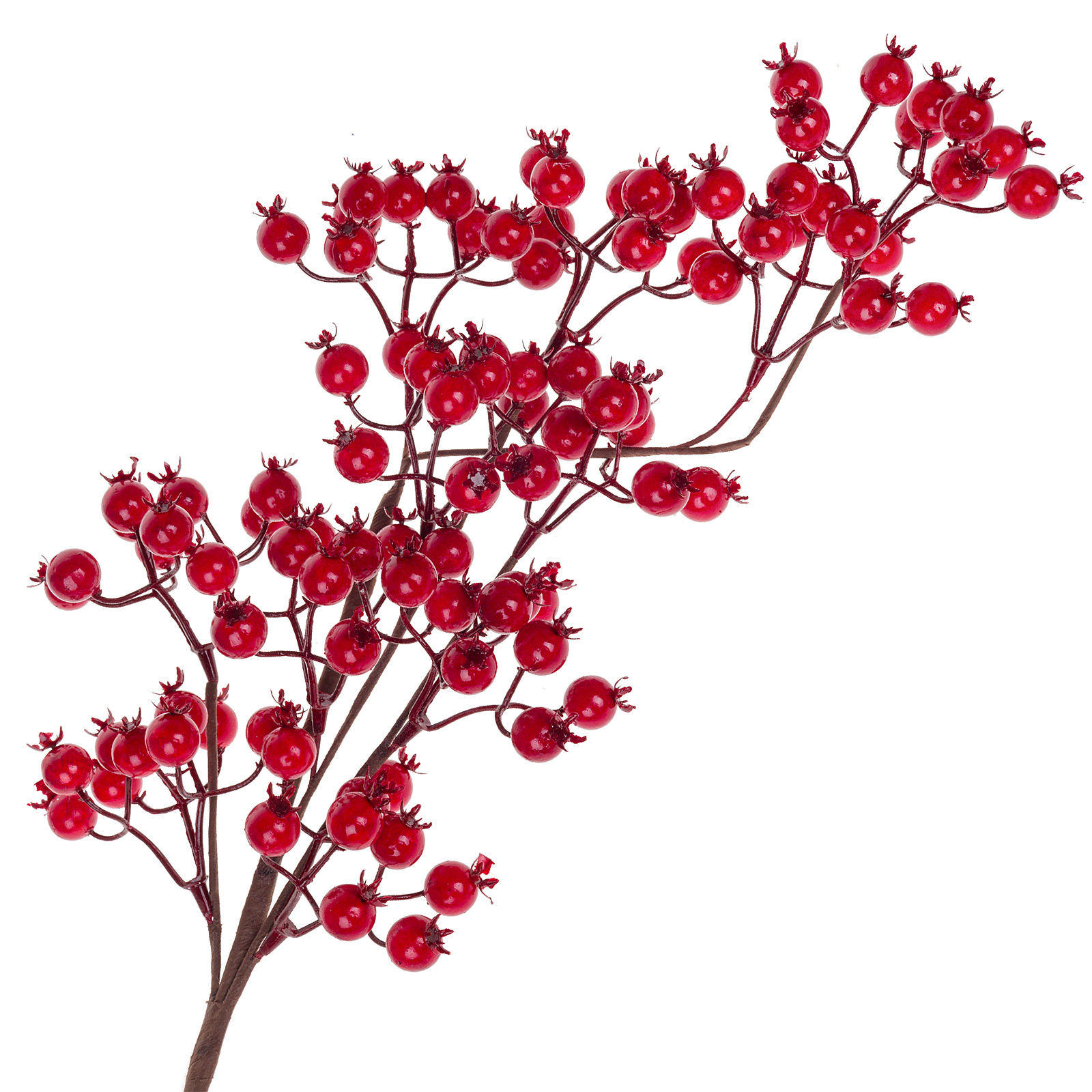 Изображение товара Искусственная ягодная ветка из пластика высота 72 см для декора интерьера