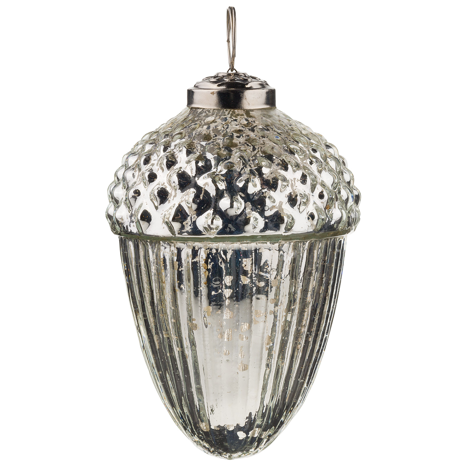 Изображение товара Стеклянная елочная игрушка Желудь в винтажном стиле H10 D10