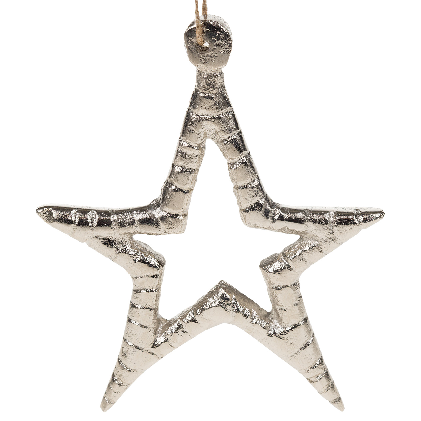 Изображение товара Елочная игрушка Звезда металл 11x13 см серебристая, стильное новогоднее украшение