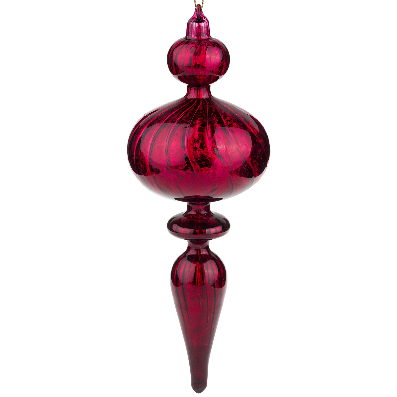 Изображение товара Стеклянная елочная игрушка калабаш 8xH23 см красная Новогоднее украшение