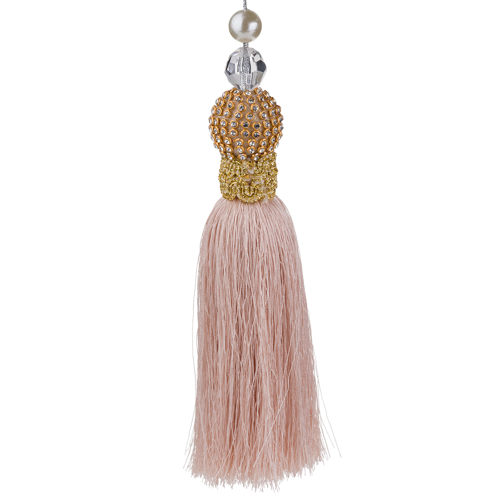 Изображение товара Розовая елочная игрушка Кисточка из текстиля 5xH18 см