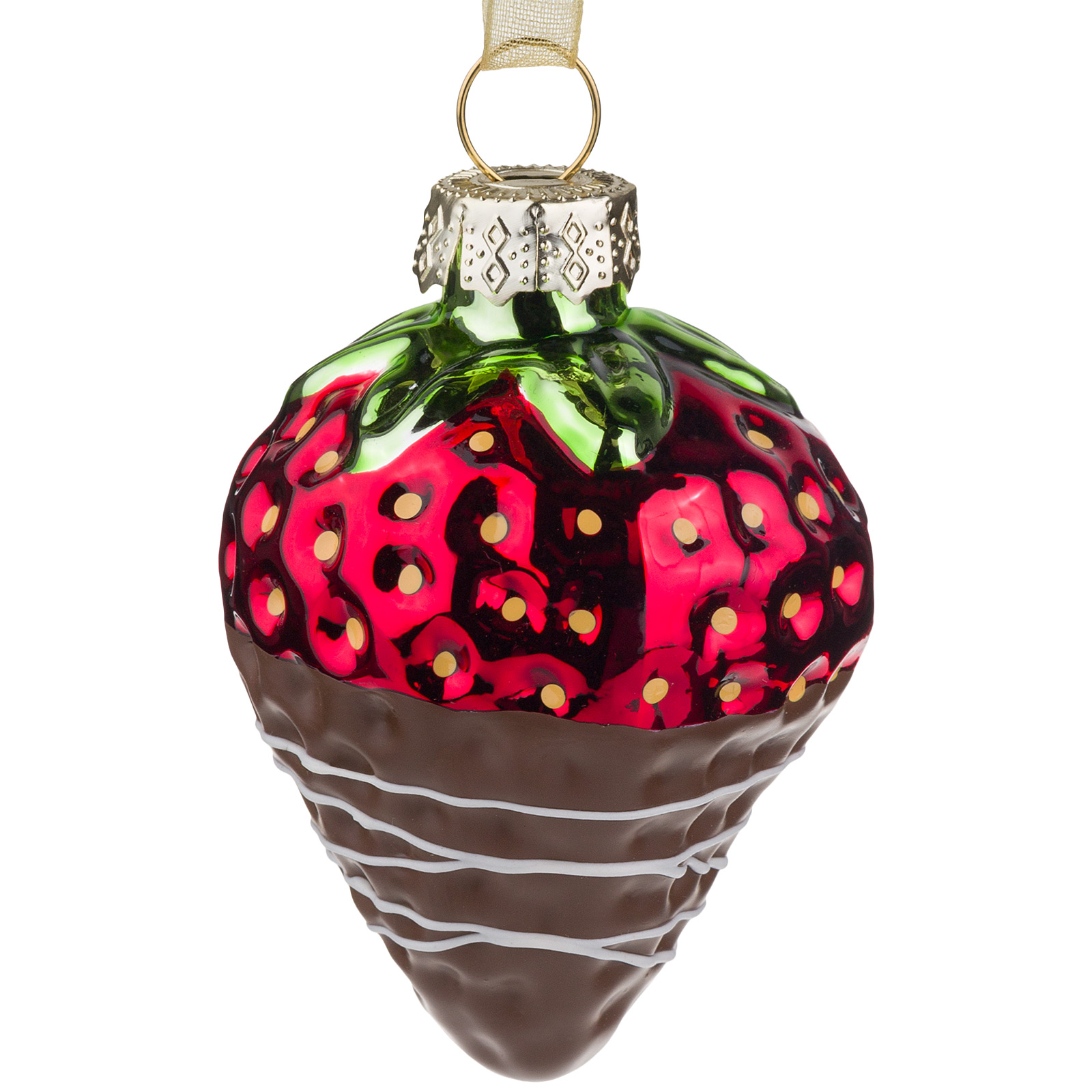 Изображение товара Елочная игрушка Клубника стекло 5x4,5xH7 см - украшение для новогодней елки