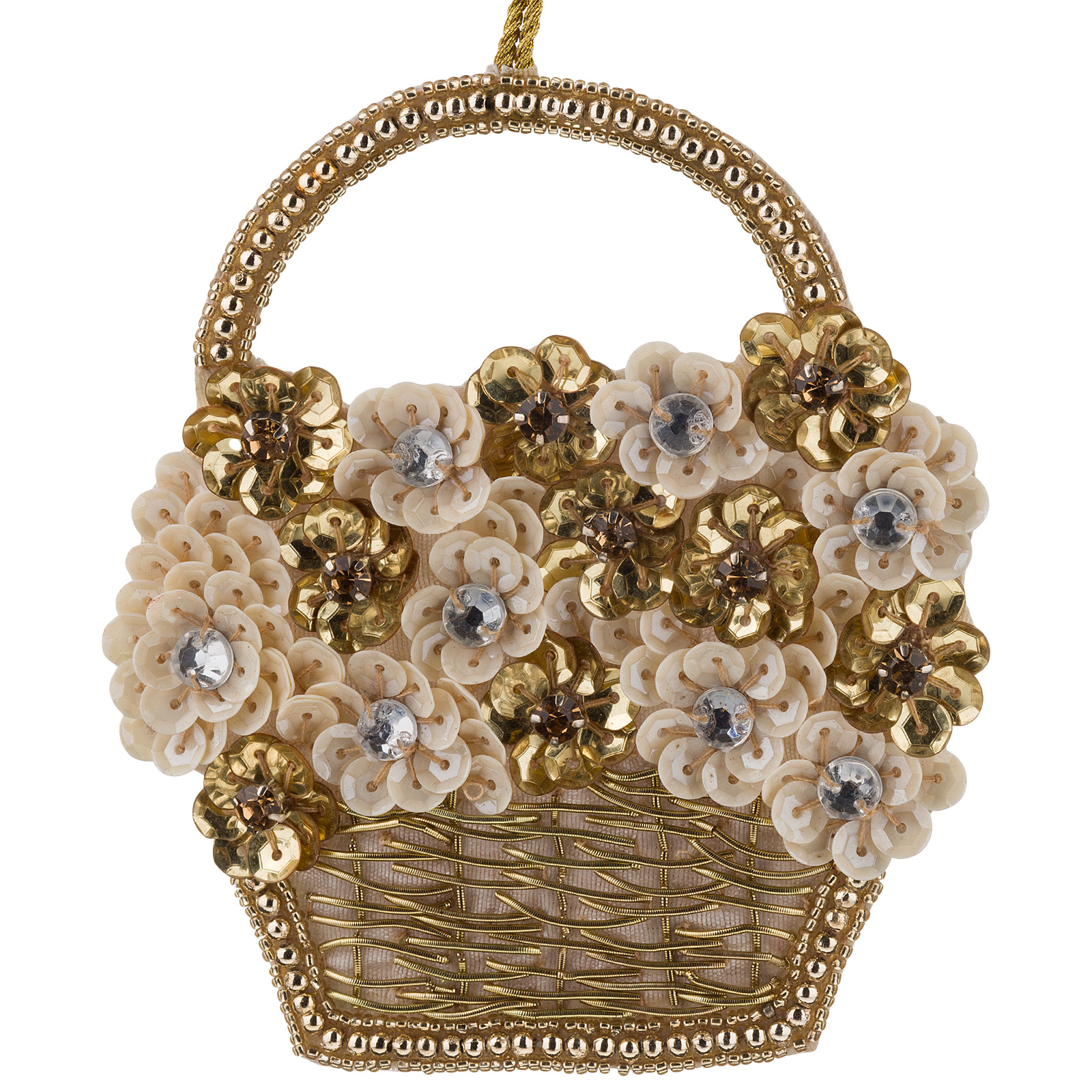 Изображение товара Елочная игрушка Корзина бисер пайетки 11xH10 см