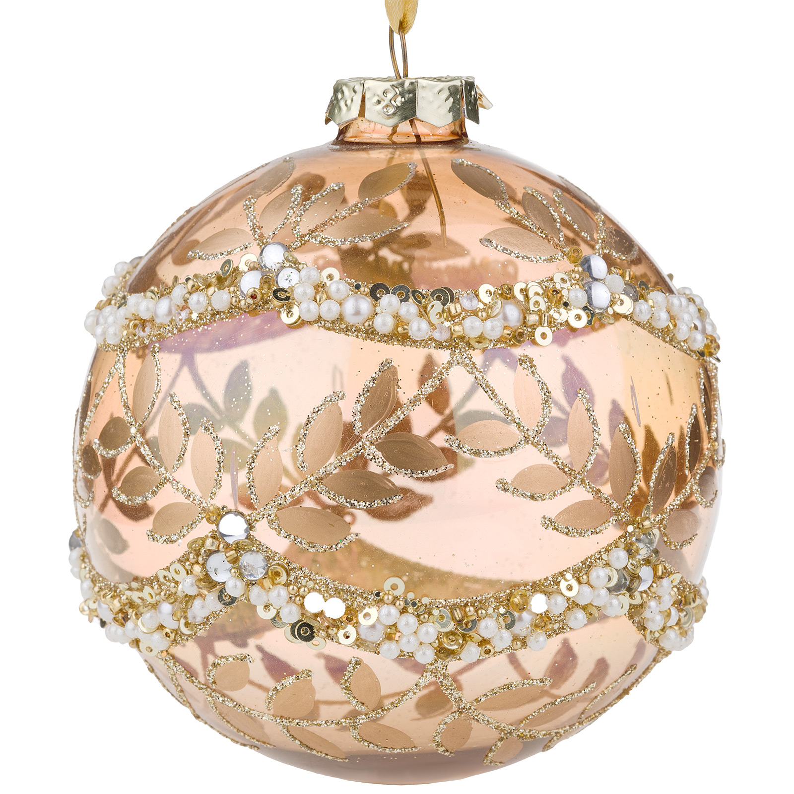 Изображение товара Золотистая елочная игрушка Луковка стекло D10 см для новогоднего декора