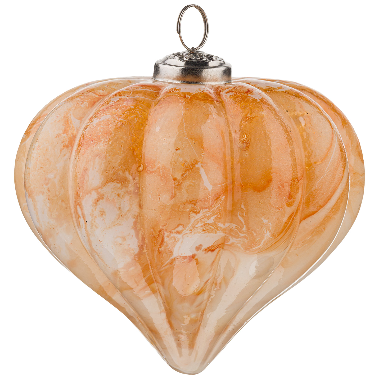 Изображение товара Оранжевая елочная игрушка Луковка из стекла D13 см винтажный дизайн