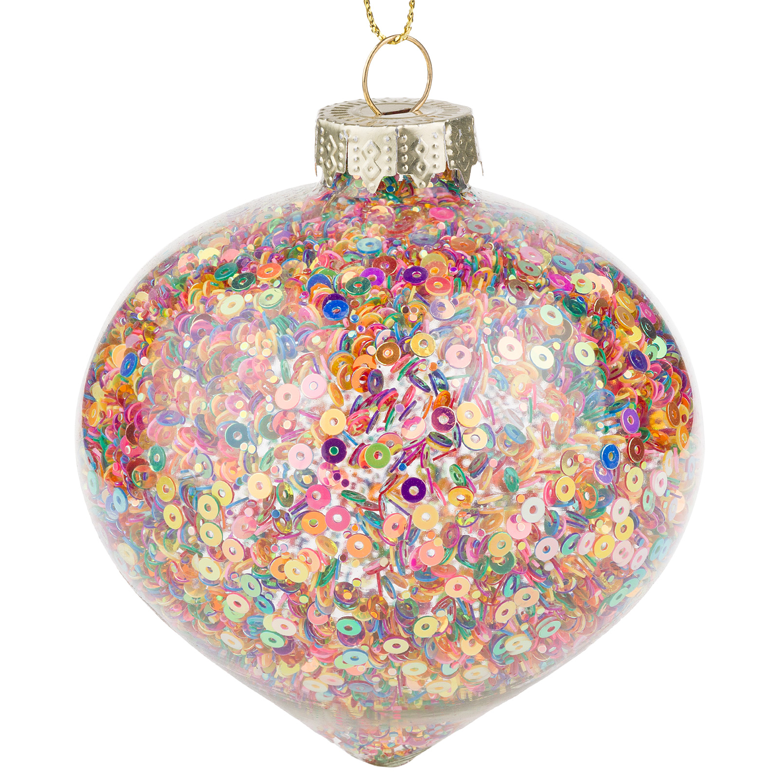 Изображение товара Новогодняя елочная игрушка Луковка стекло D8 см яркие блестки