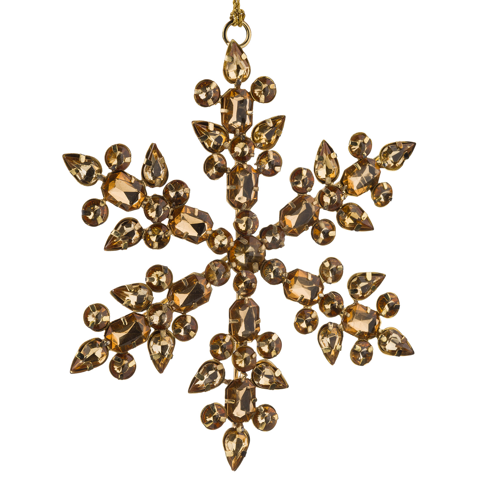 Изображение товара Елочная игрушка Снежинка металл стразы D14 - стильное украшение для елки