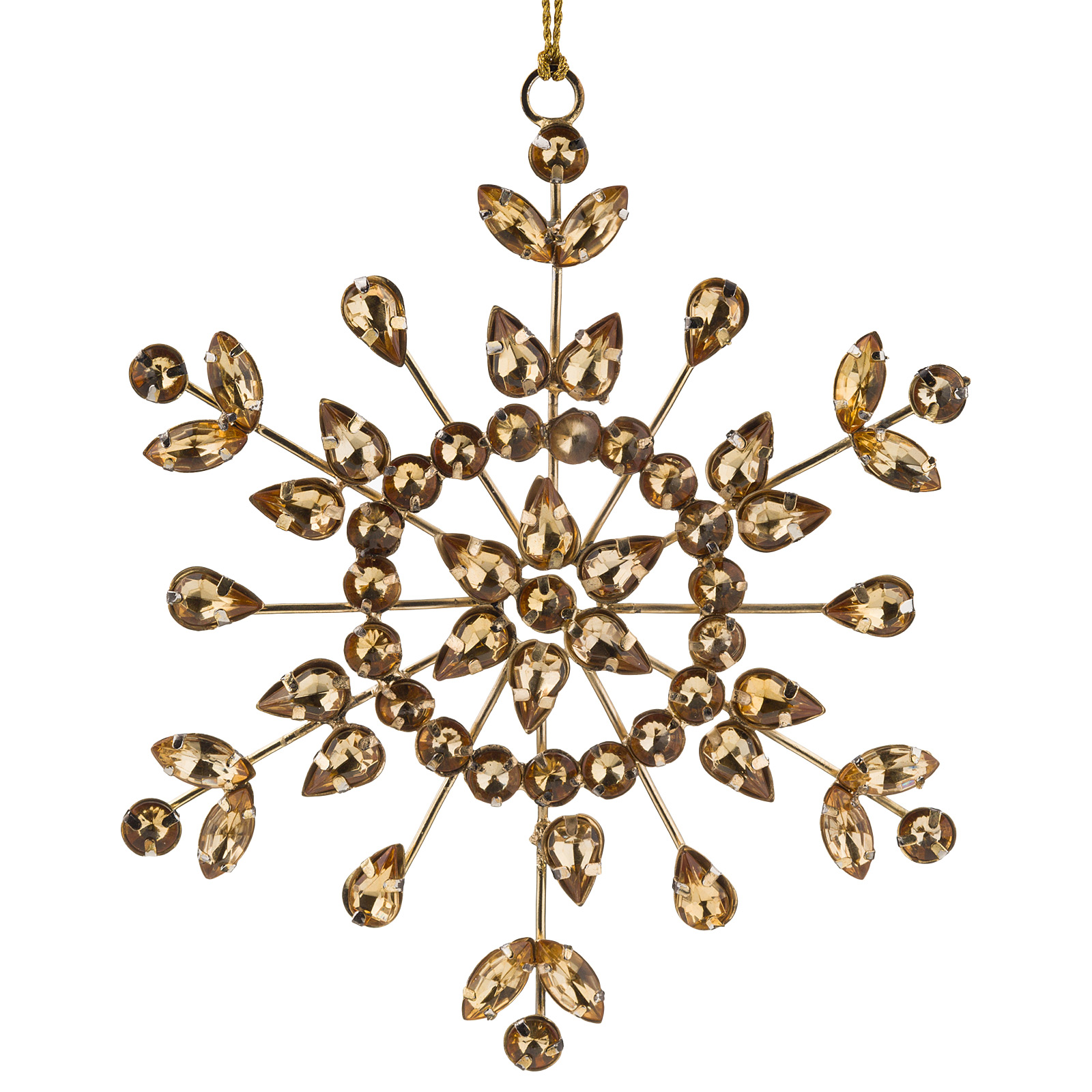 Изображение товара Елочная игрушка Снежинка металл стразы D16 см