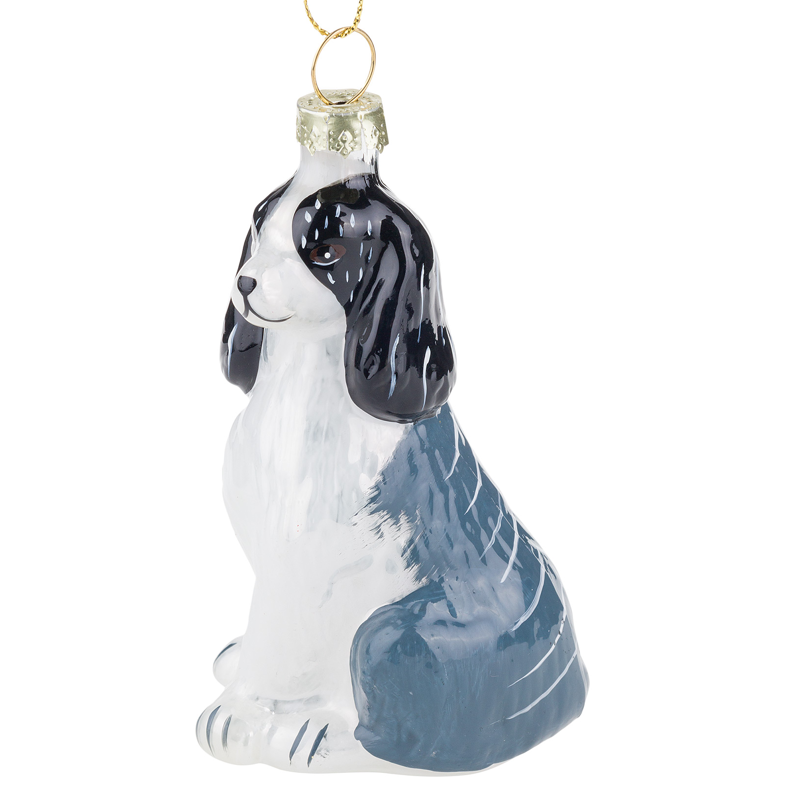 Изображение товара Елочная игрушка Собака стекло 6x4x9 см ручная роспись Кокер-спаниель