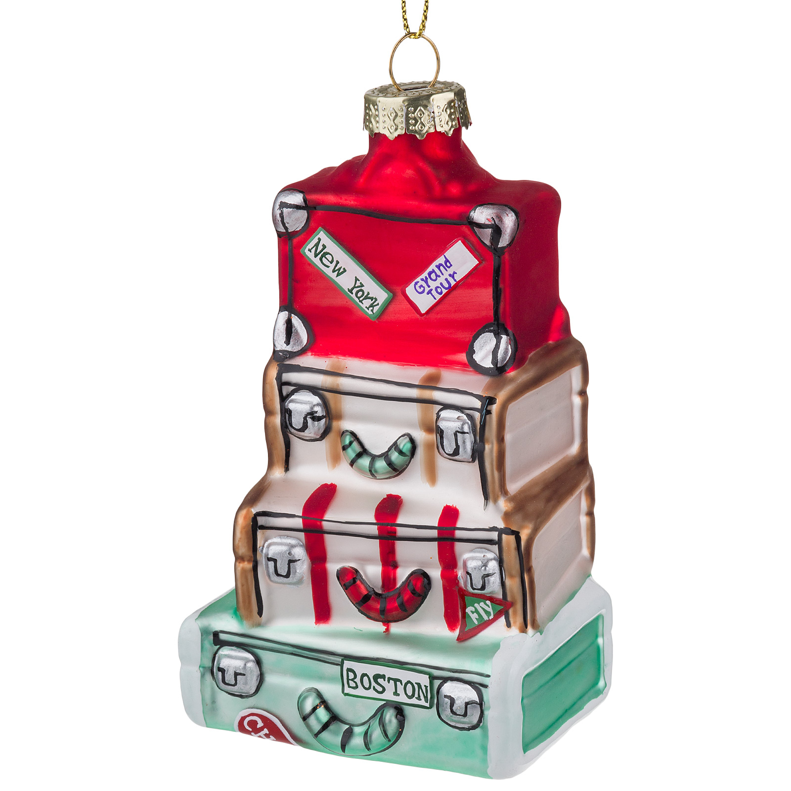 Изображение товара Елочная игрушка Чемоданы стекло 7,5x6xH12 см