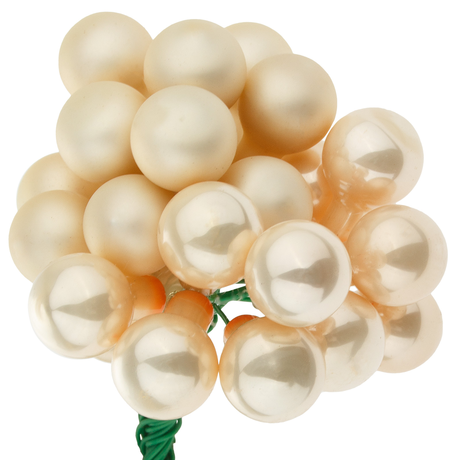 Изображение товара Бежевая елочная игрушка "Шар на проволоке" (стекло), D1,5 см, набор (144 шт)   