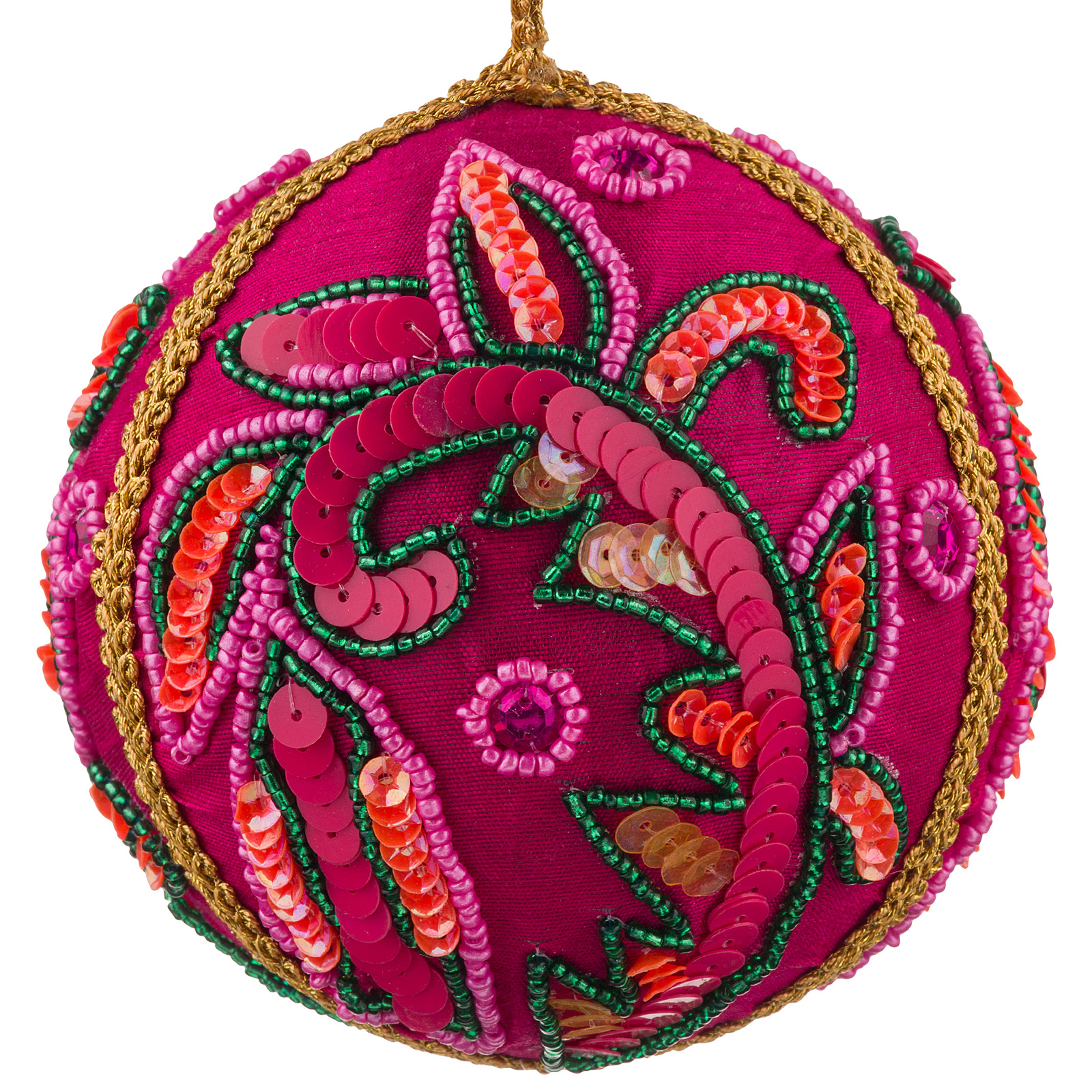 Изображение товара Елочная игрушка Шар бархат пайетки D10 см яркое украшение