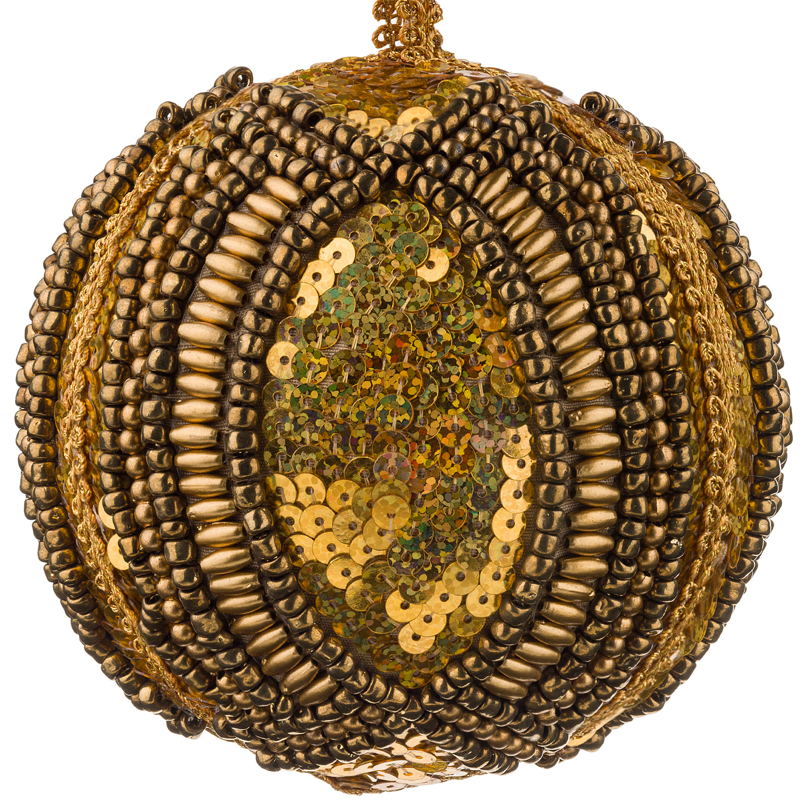 Изображение товара Елочная игрушка шар бисер пайетки D10 см эффектное украшение для елки
