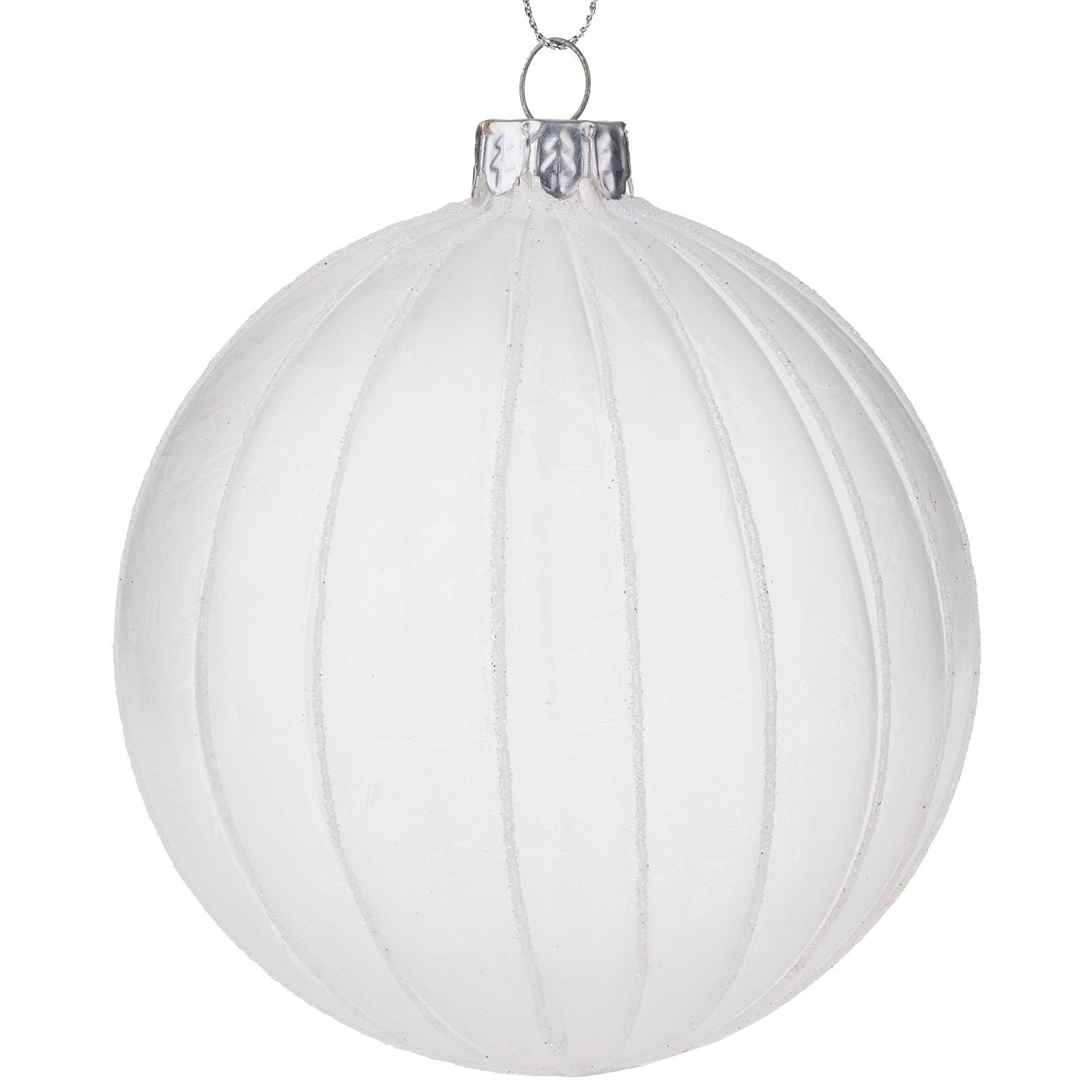 Изображение товара Белая елочная игрушка шар стекло d10 см для новогоднего декора