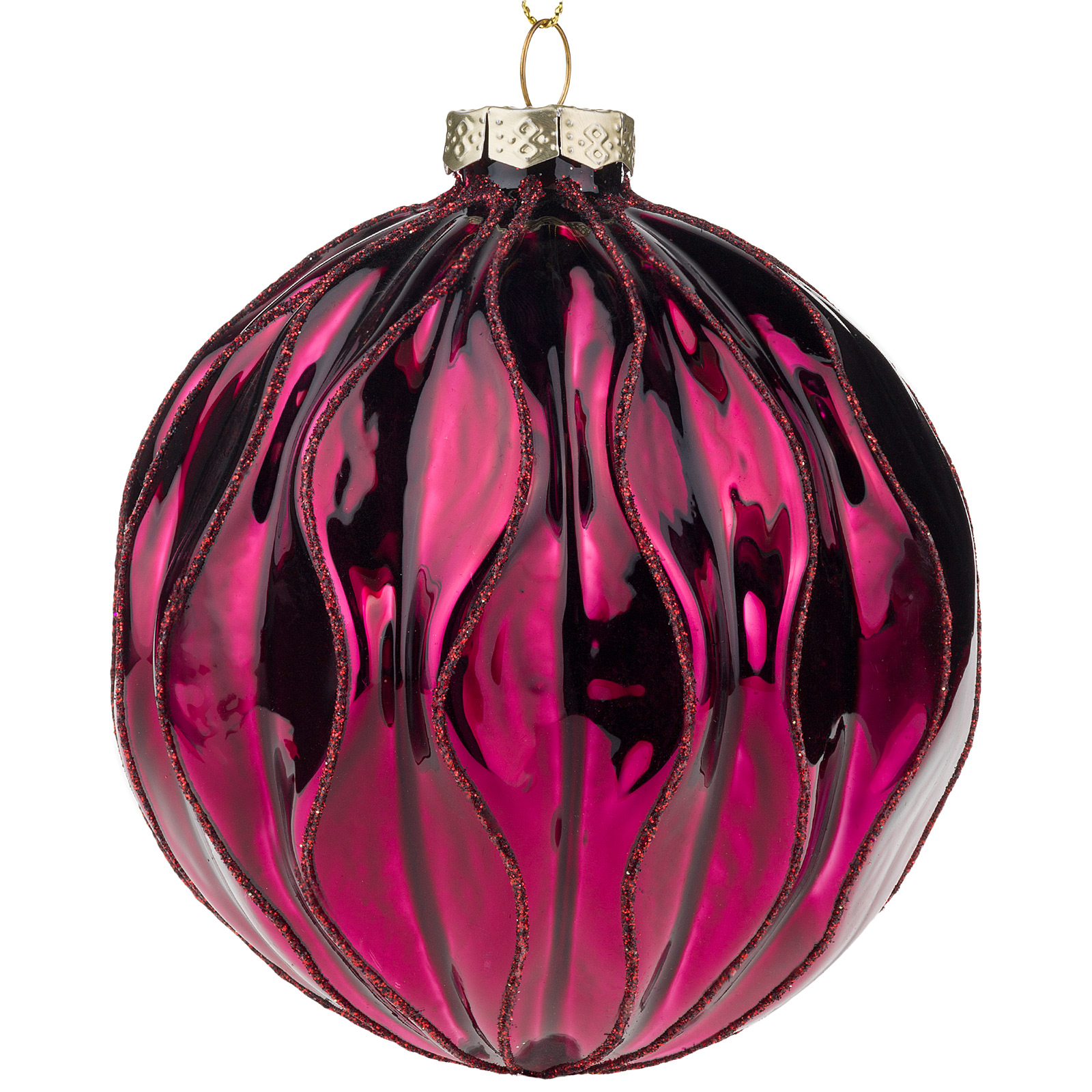 Изображение товара Волнообразная елочная игрушка Шар стекло D10 см, винтажный дизайн