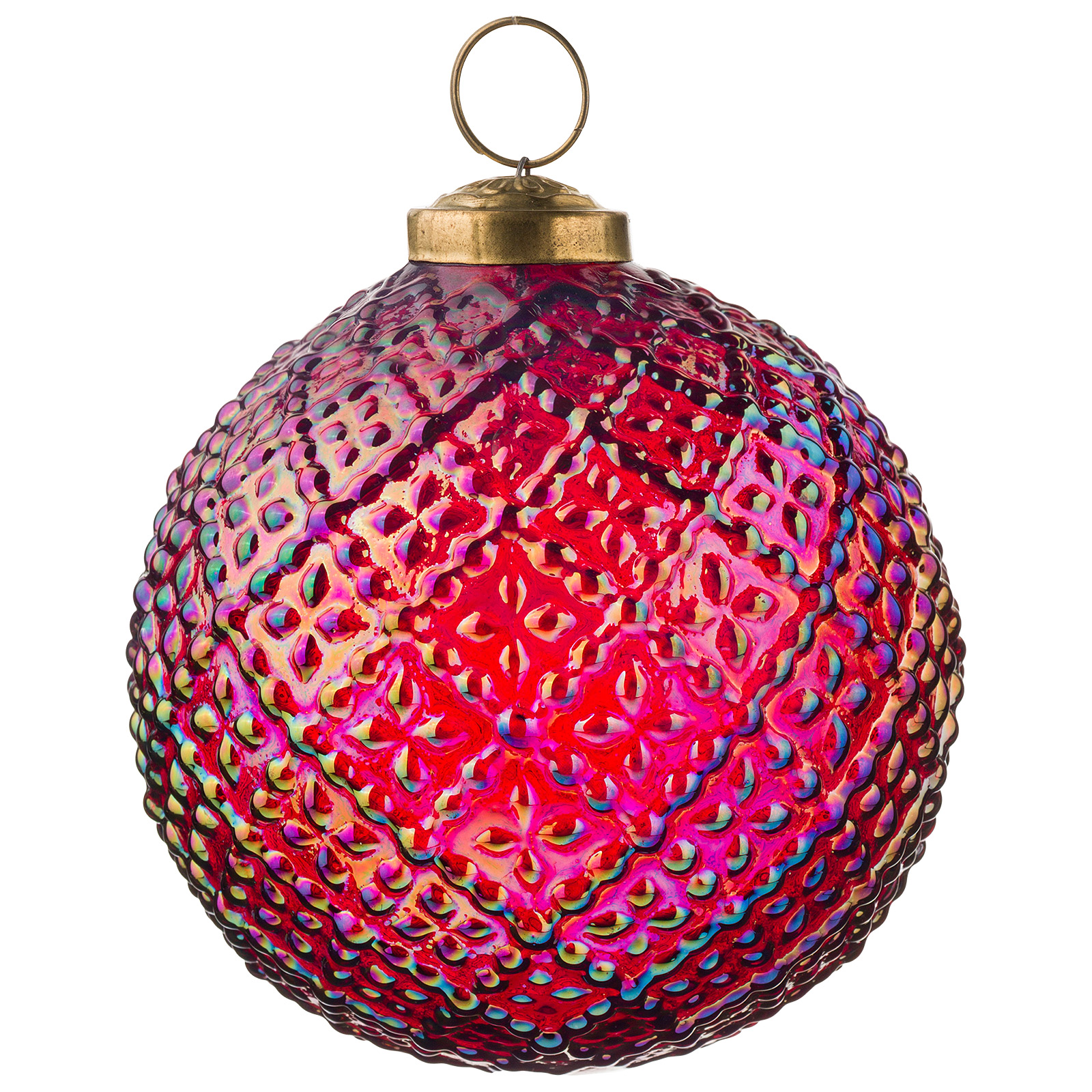Изображение товара Елочная игрушка Шар с выпуклым узором стекло D10 см