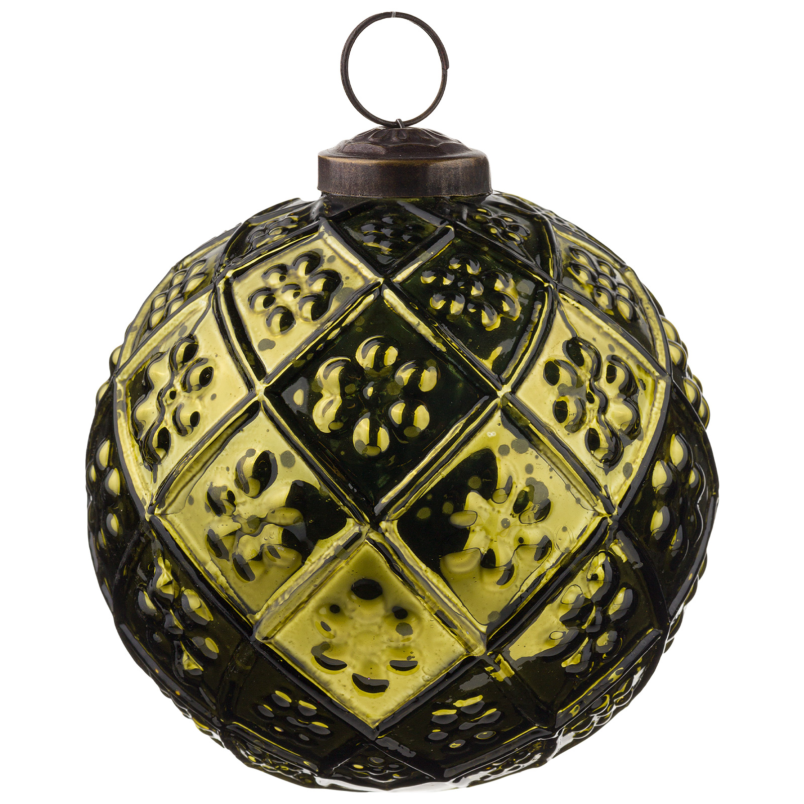 Изображение товара Елочная игрушка Шар с ромбовидными секциями стекло D10 см