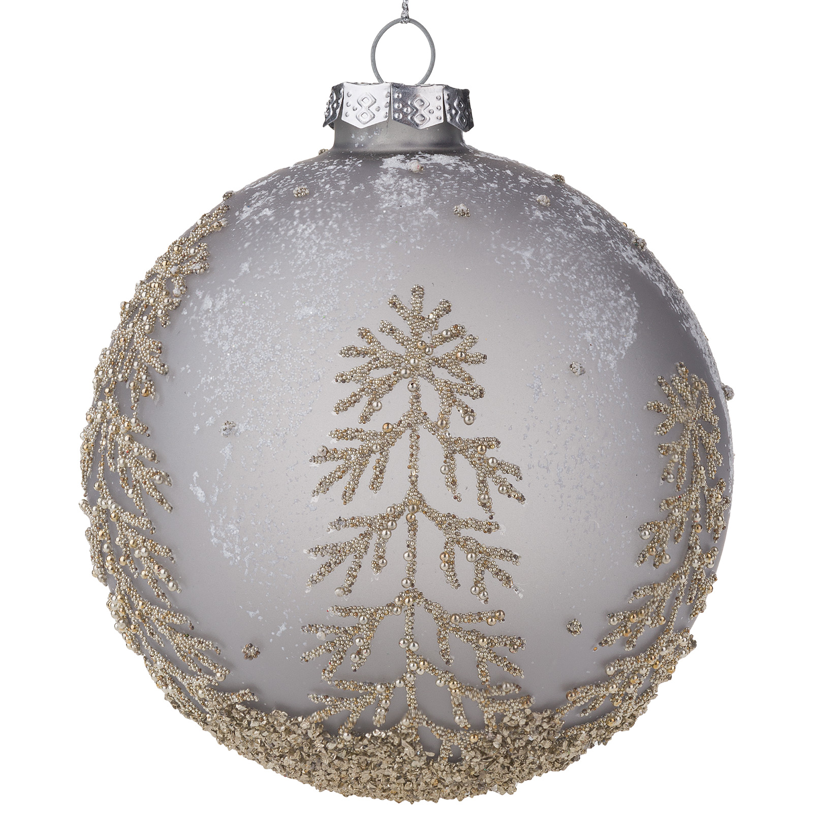 Изображение товара Елочная игрушка Шар с серебристым узором стекло D10 см