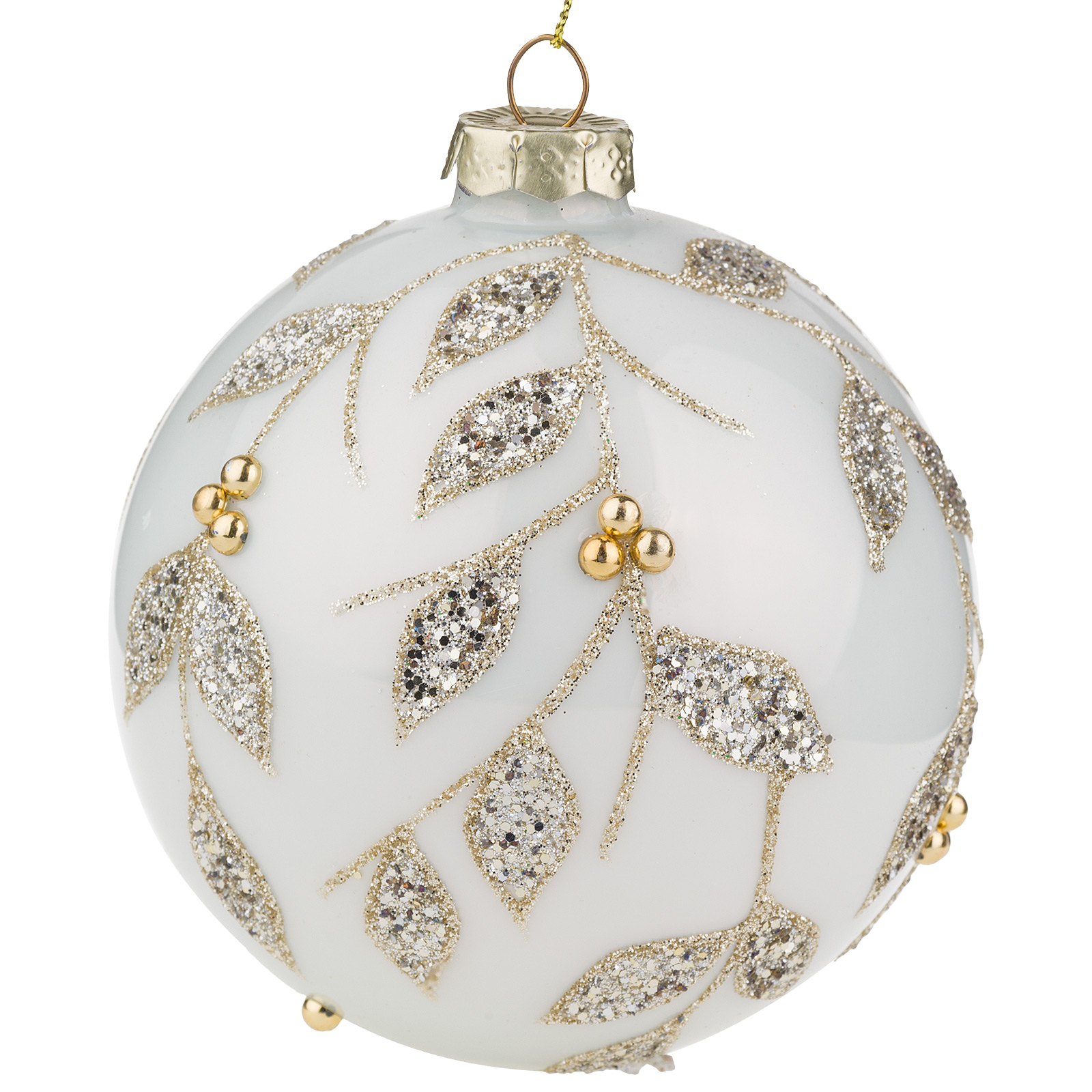 Изображение товара Елочная игрушка Шар с серебром из стекла диаметром 10 см