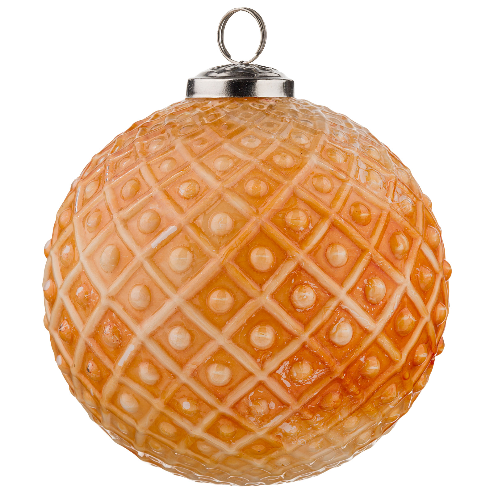 Изображение товара Оранжевая елочная игрушка Шар стекло D13 см винтажный дизайн