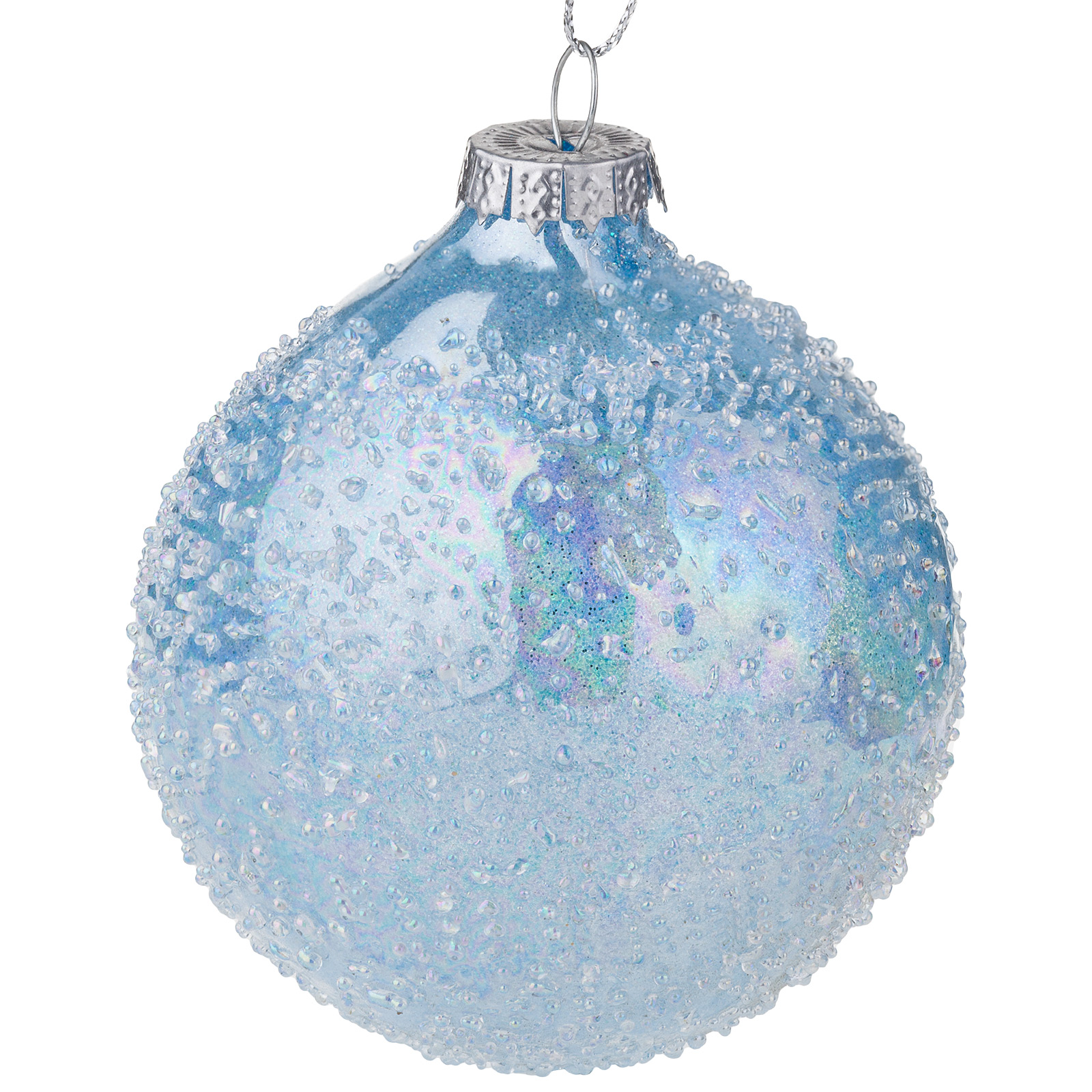 Изображение товара Голубая елочная игрушка Шар стекло D8 см