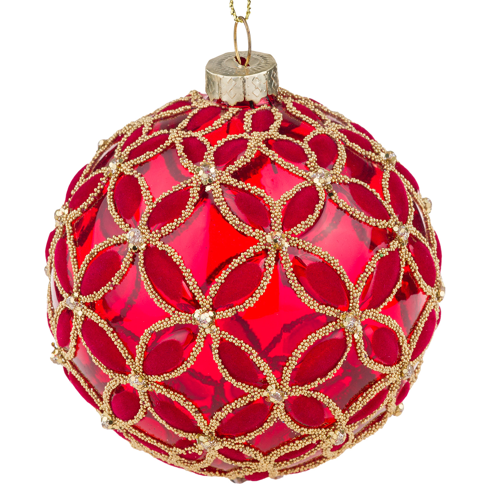 Изображение товара Глянцевая елочная игрушка шар стекло D8 см яркий праздничный дизайн