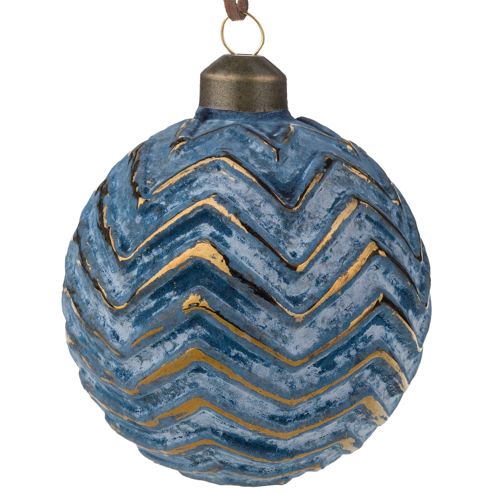 Изображение товара Зигзагообразная елочная игрушка шар стекло D8 см многоцветный