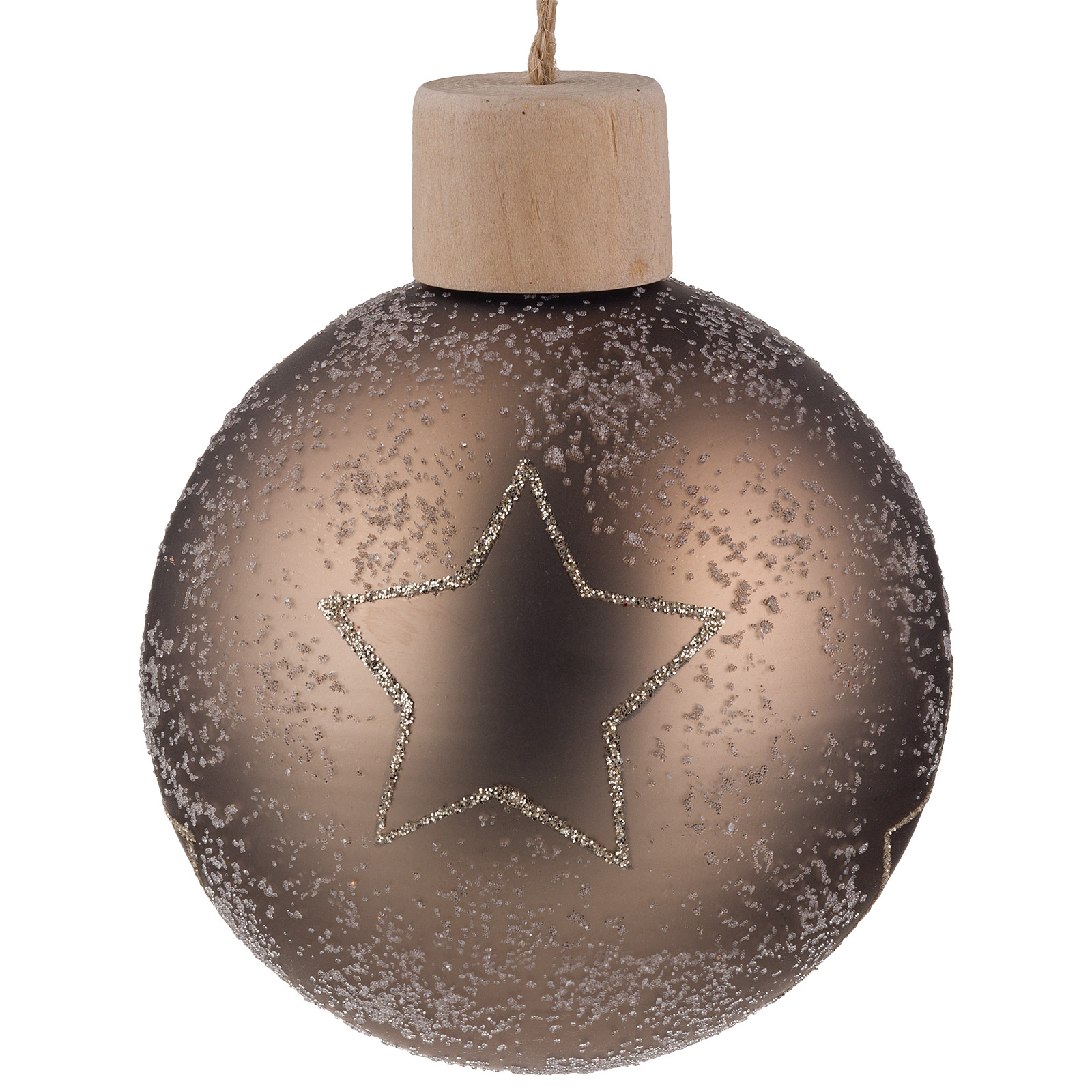 Изображение товара Матовая елочная игрушка Шар стекло D8 см бронзовый эффект с звездой