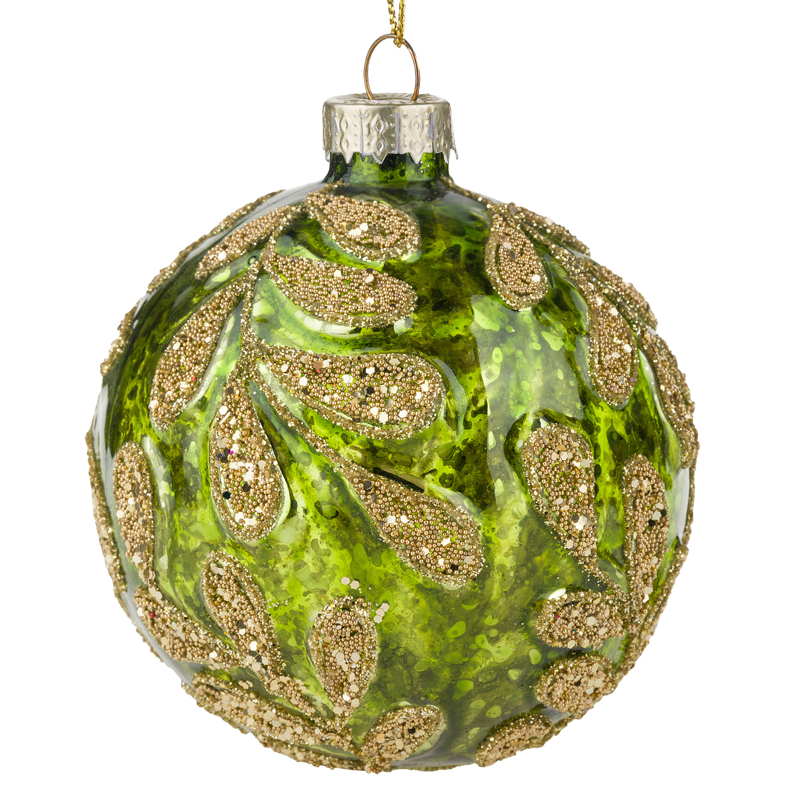 Изображение товара Мраморная елочная игрушка шар стеклянная D8 см