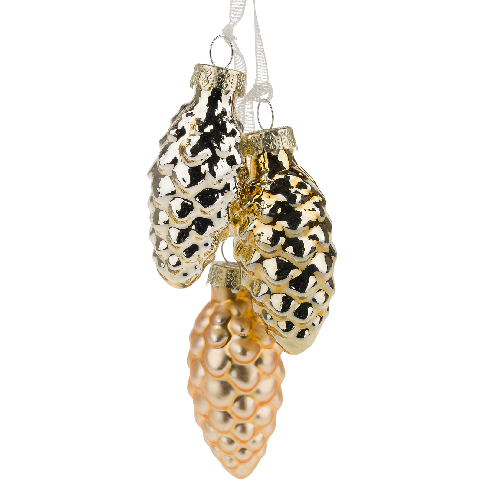 Изображение товара Стеклянная елочная игрушка Шишка в связке D2,5xH5 см