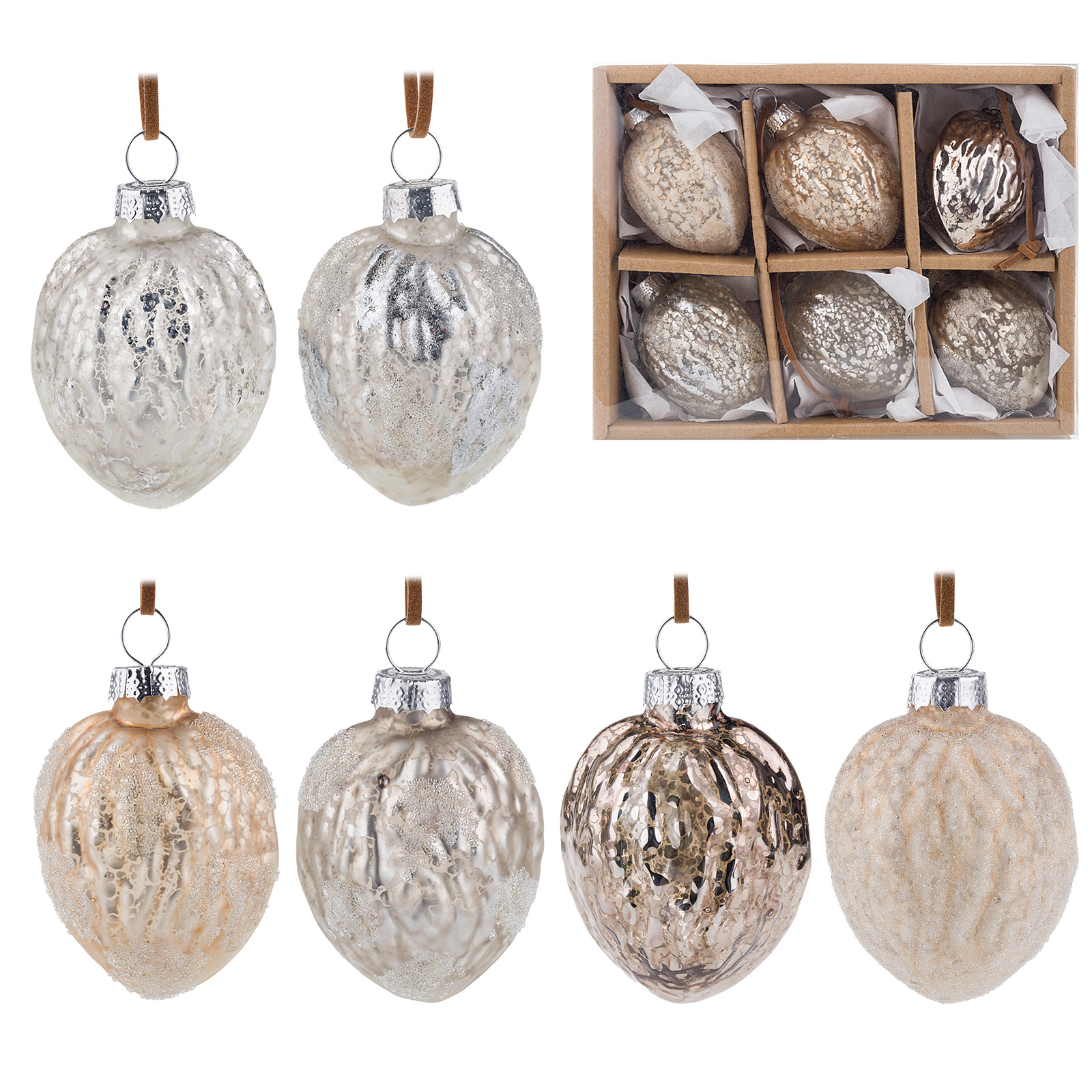 Изображение товара Елочная стеклянная игрушка шишка 4.5x5 см - разнообразные оттенки