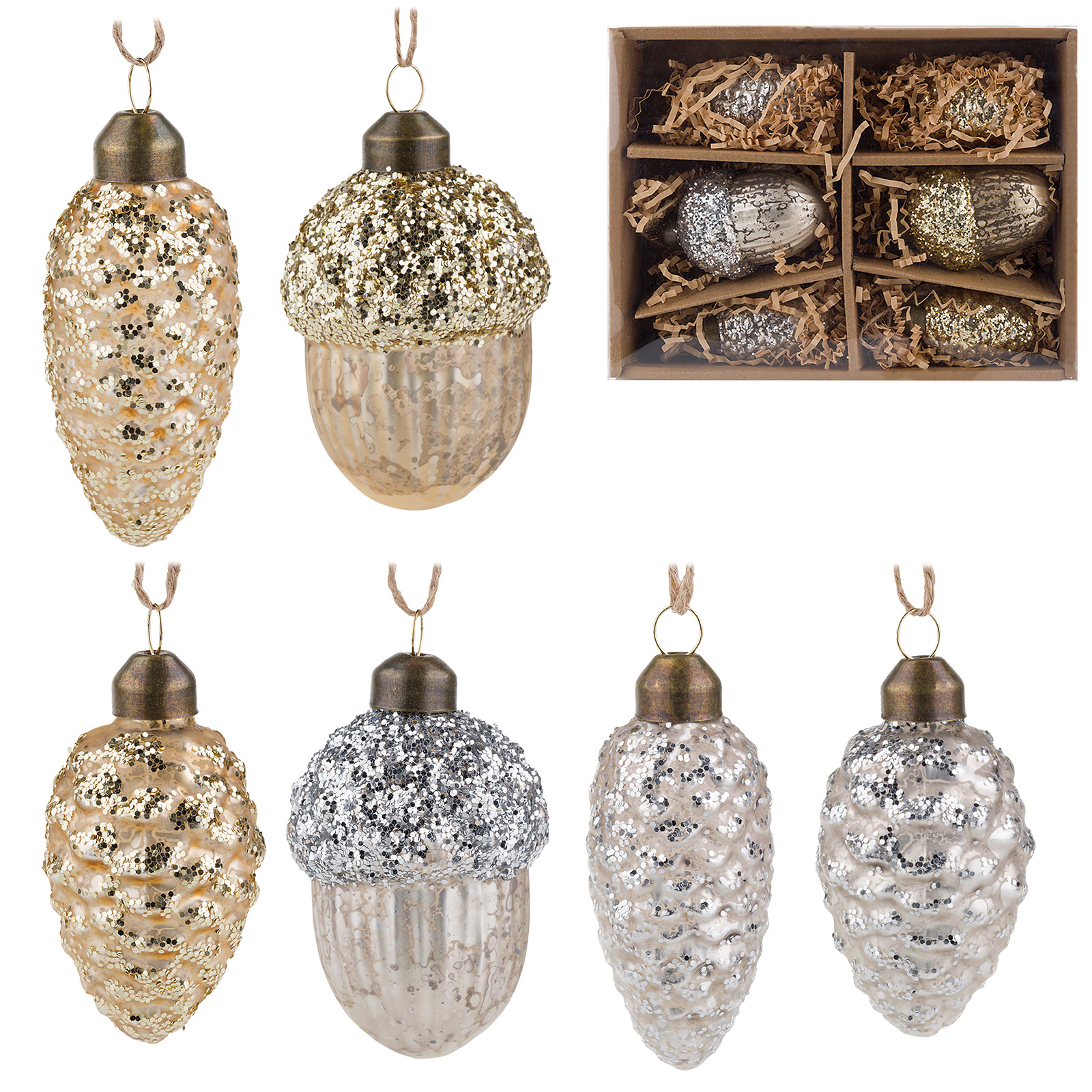 Изображение товара Елочная игрушка Шишка стекло 5xH7 см - новогоднее украшение